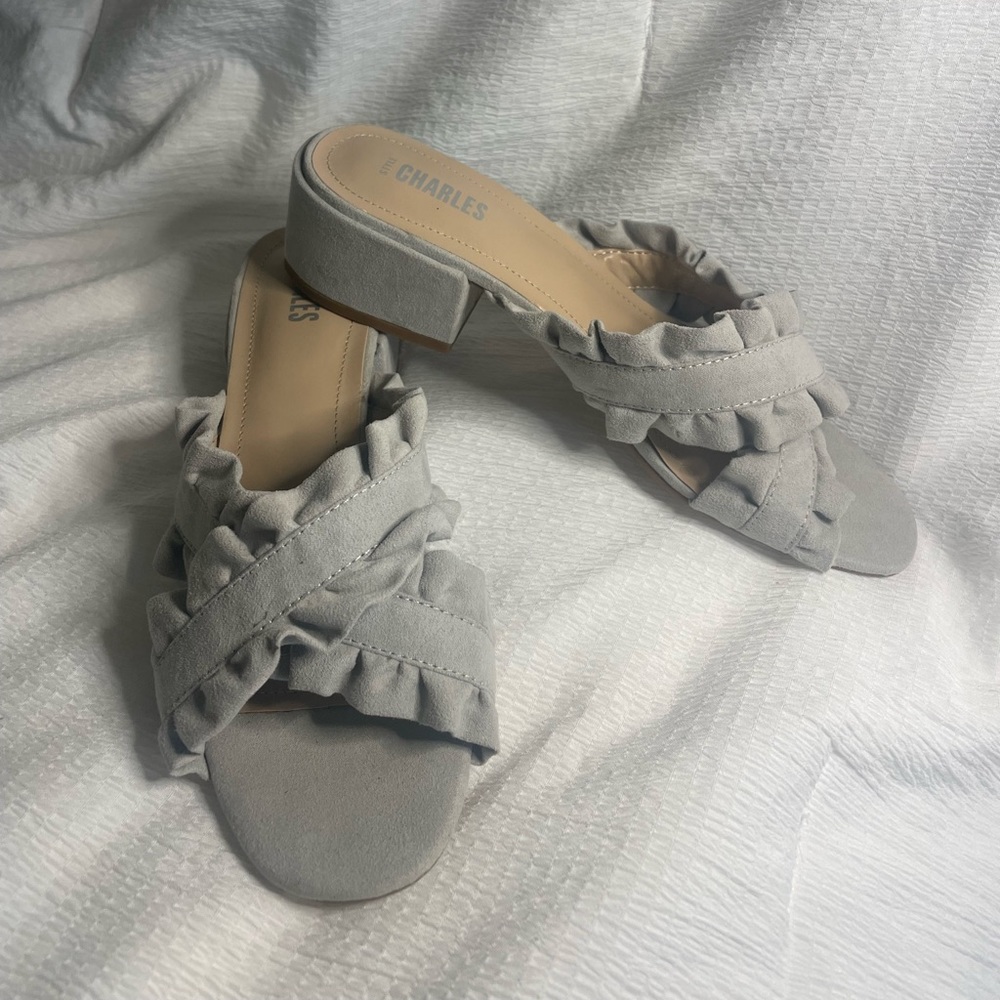 Blue/Gray Suede Sandals